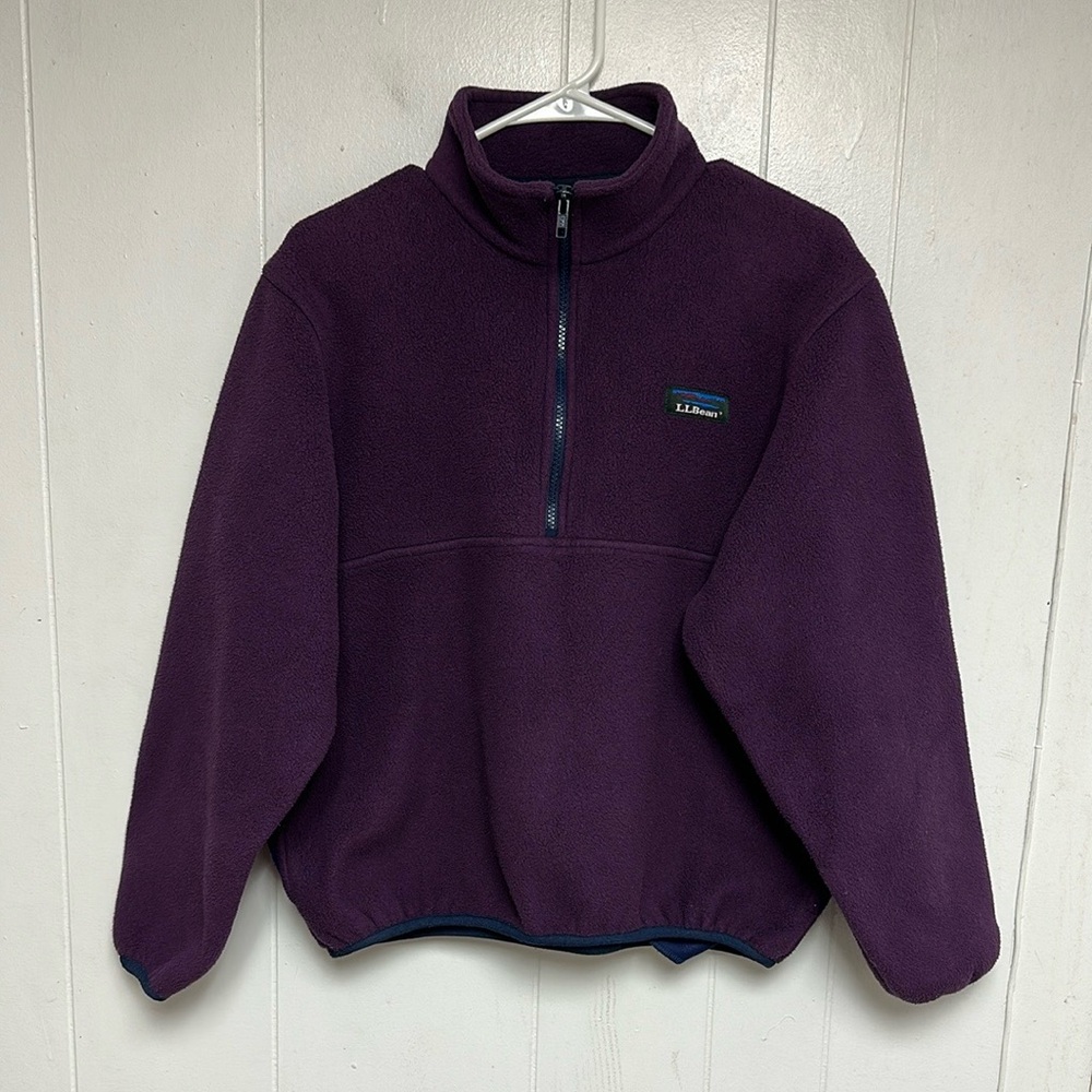 L.L. Bean Women Purple Fleece Pullover 1/2 Zip UP Made In USA Size M